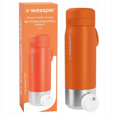 Butelka filtrująca stalowa bidon na wodę z filtrem WESSPER B2 ACTITEX 700ml