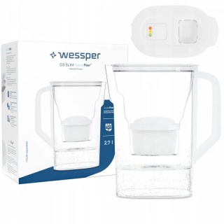 Dzbanek filtrujący Wessper D3 Slim FutureFlow 2,7 l biały z filtrem Aquamax