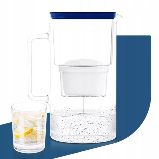 Dzbanek filtrujący wodę szklany Wessper Aquamax D2 z licznikiem 3 l Niebieski
