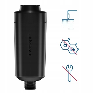 Filtr do wody PRYSZNICOWY Wessper ZMIĘKCZA WODĘ dla alergików Czarny