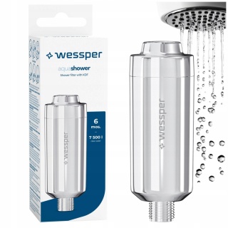 Filtr do wody PRYSZNICOWY Wessper ZMIĘKCZA WODĘ dla alergików srebrny