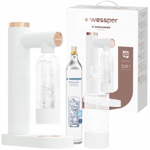 Saturator Wessper S1 Sodamaker + 1 butelka 0,8l + Cylinder CO2 Biały